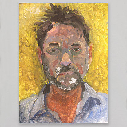 man with blue shirt