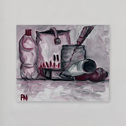 brushes, bottle and rucksack
