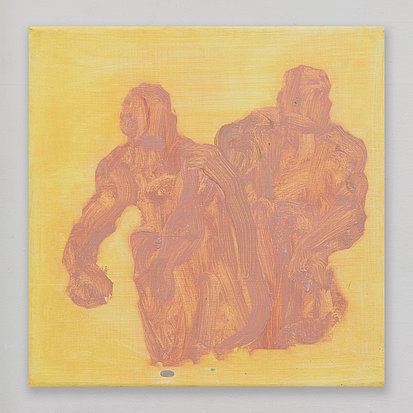 two figures on a yellow background